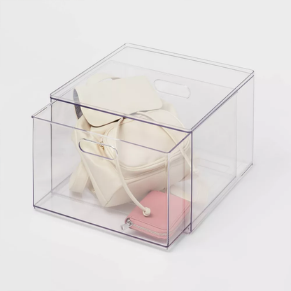 Vielseitige transparente Einzel-Schubladen-Aufbewahrungsbox für Schreibtisch und Kommode